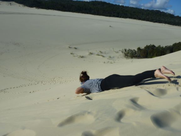 Activities on Tangalooma 5 Sandboarding down the dunes at the desert! Only a 20 minute drive from Banynadah Waters Beach House Tangalooma Moreton Island
